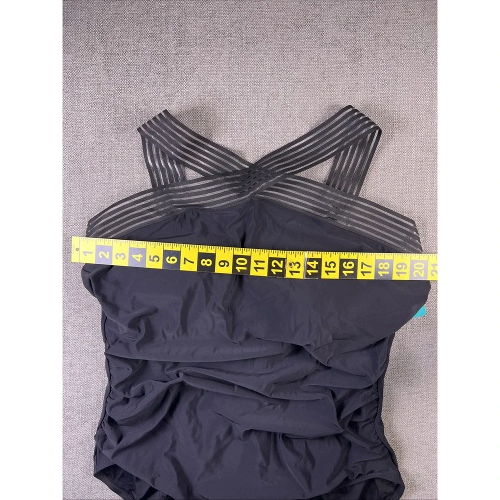 Aqua Green Women's Novelty‎ Trim High Neck One Piece Swimsuit Womens 2X NWT